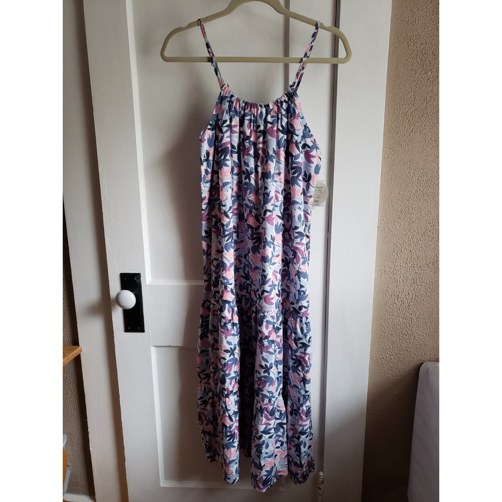 DIP LINEN BLEND‎ COLLECTION STRAP ADJUSTABLE LONG DRESS XSMALL